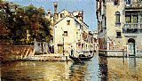 Canal Canvas Paintings - Venetian Canal Scene - Pic 1